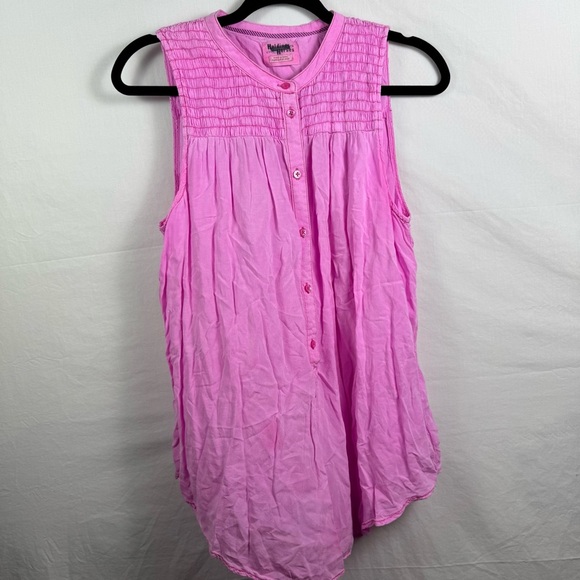 HOLDING HORSES Pink Smocked Button Down Blouse Women’s Size S - Picture 1 of 6